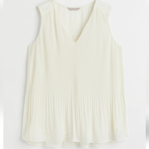 H&M Romantic Office Sleeveless Pleated A Line Chiffon Layered Blouse Large - Picture 1 of 11